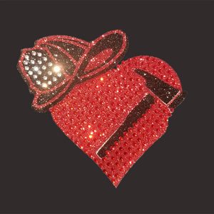 Fireman's Heart Rhinestone & Glitter Decal