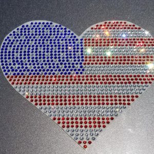 Rhinestone Car Decals - Patriotic Heart