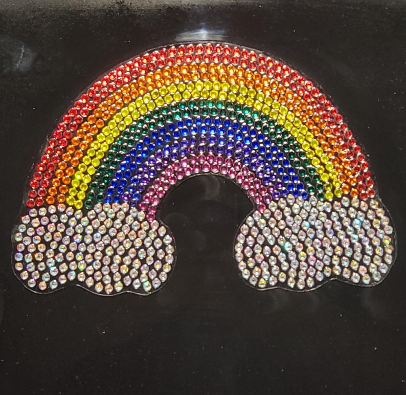 Rhinestone Car Decals - Happy Rainbow and Clouds