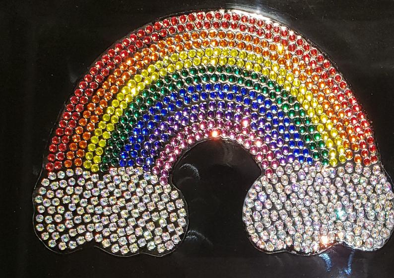 Rhinestone Car Decals - Happy Rainbow and Clouds - Image 2