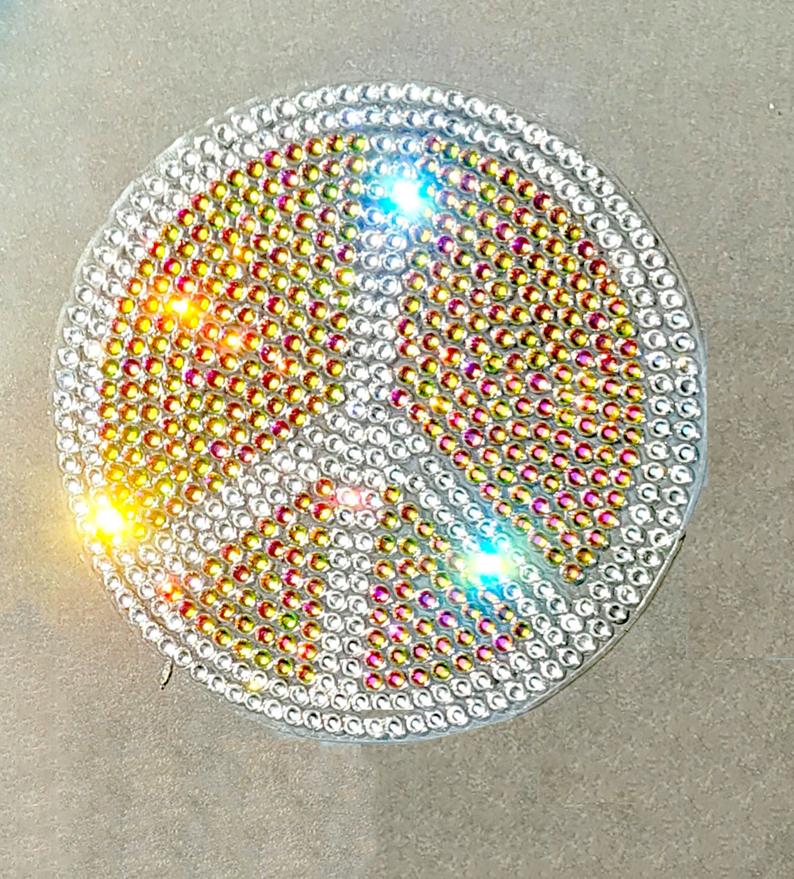 Rhinestone Car Decals - Peace Sign - custom colors!