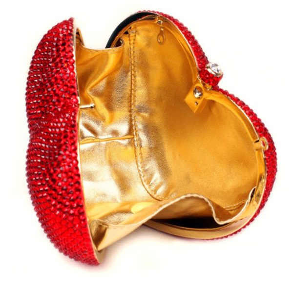 Crystal Heart Clutch Purse